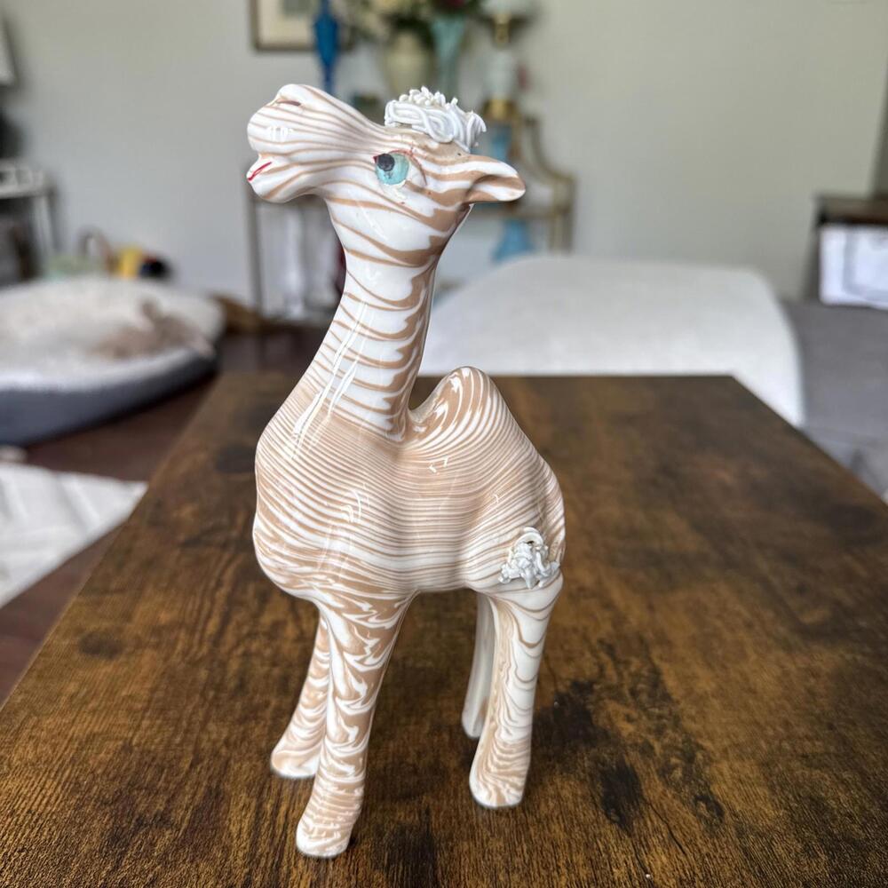 Vintage “Marble Cake Zoo” Camel Spaghetti Trim Figurine 7.5” Enesco Japan